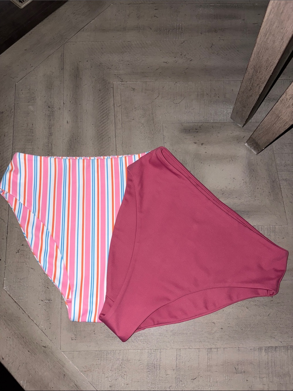 Cleo Harper High-Waist Bikini Bottoms - Solid Rose & Multicolor Stripes